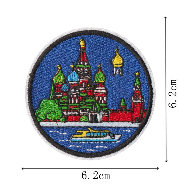 Wholesale Polyester Cotton Embroidered World City Landmark Iron On Patches 9 Pack For ets Travel Souvenir