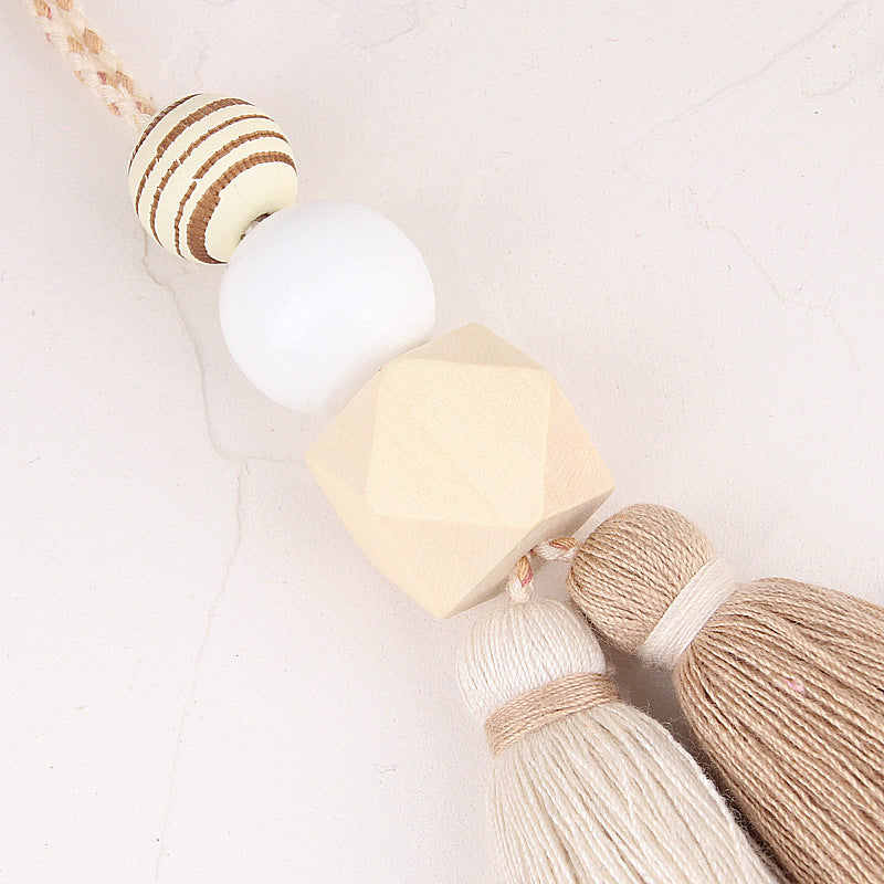 Cuentas de madera al por mayor llavero tejido a mano