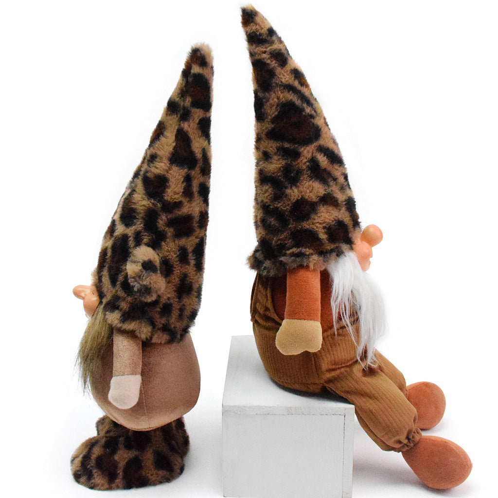 Wholesale Secondhand leopard print plush gnome doll ornaments
