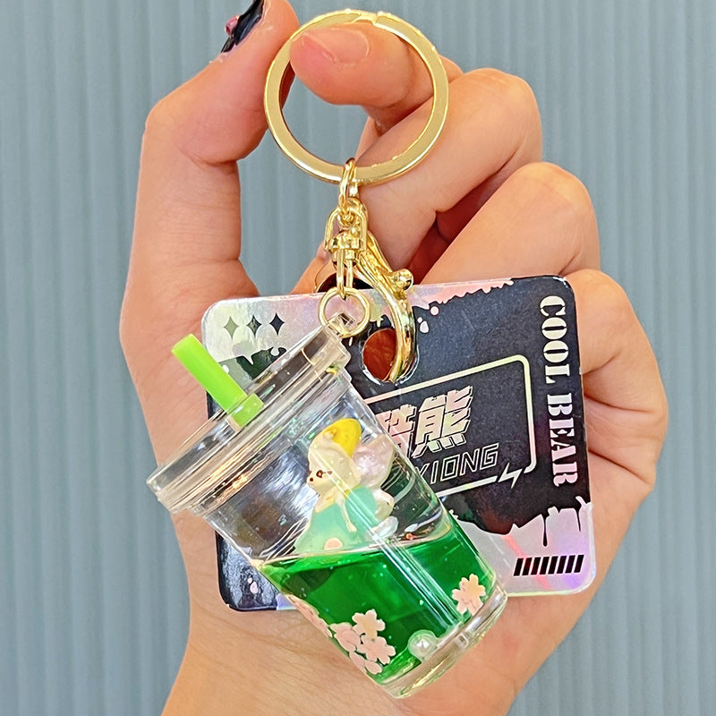 Wholesale Milk Tea Cup Quicksand Bottle Acrylic Keychains