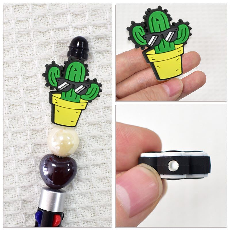 Wholesale   Random 100pcs Cactus series soft glue perforated double-sided thick patch DIY detachable beads
