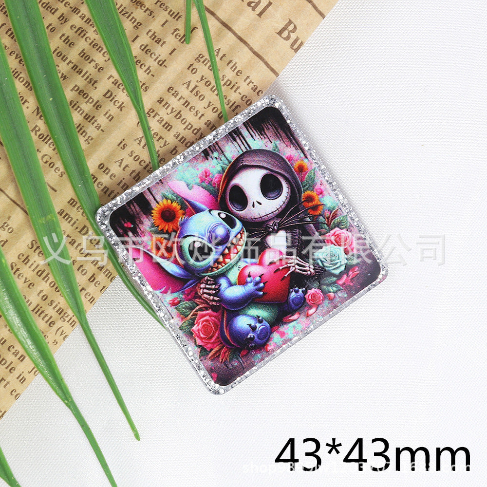 Wholesale 10pcs/pack  Pink and blue double-mirror skull organ  Acrylic Flatback OLY Exclusive