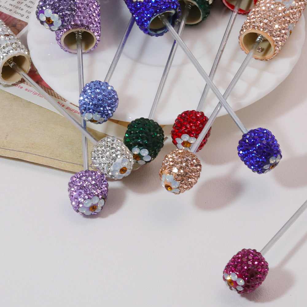 Wholesale  5pcs Full Diamond Flower  Multi-Color Fancy Beadable Pens