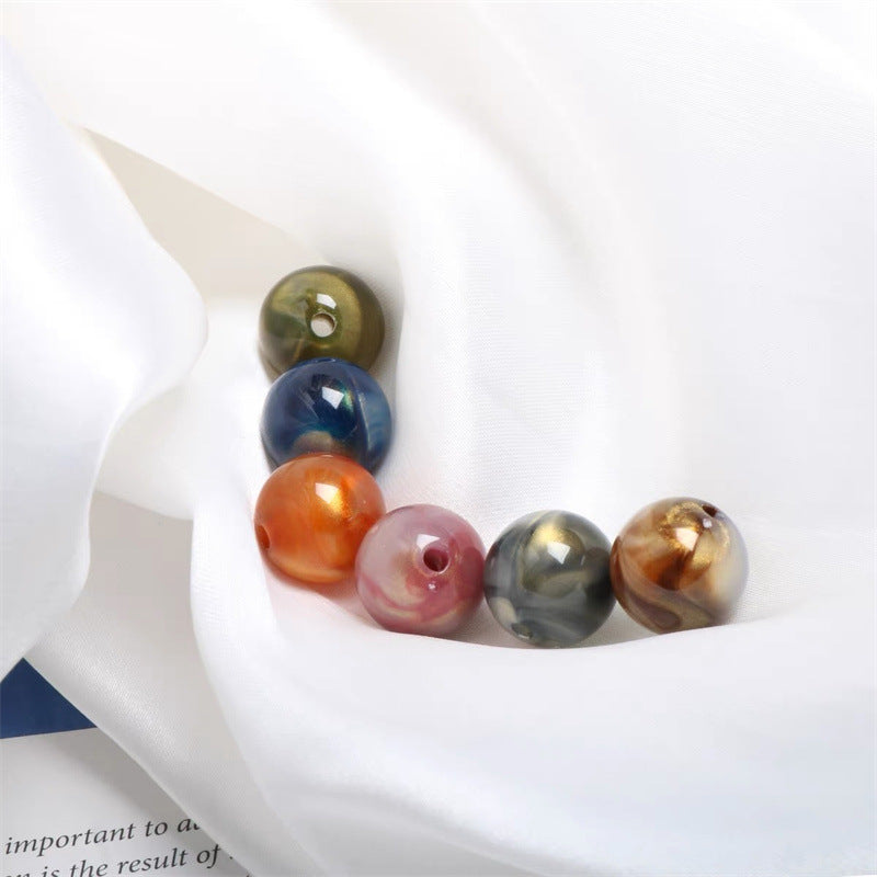 Wholesale 20PCS Symphony Flowing Sands Smudged Clouds Straight Hole 15MM Acrylic Round Beads