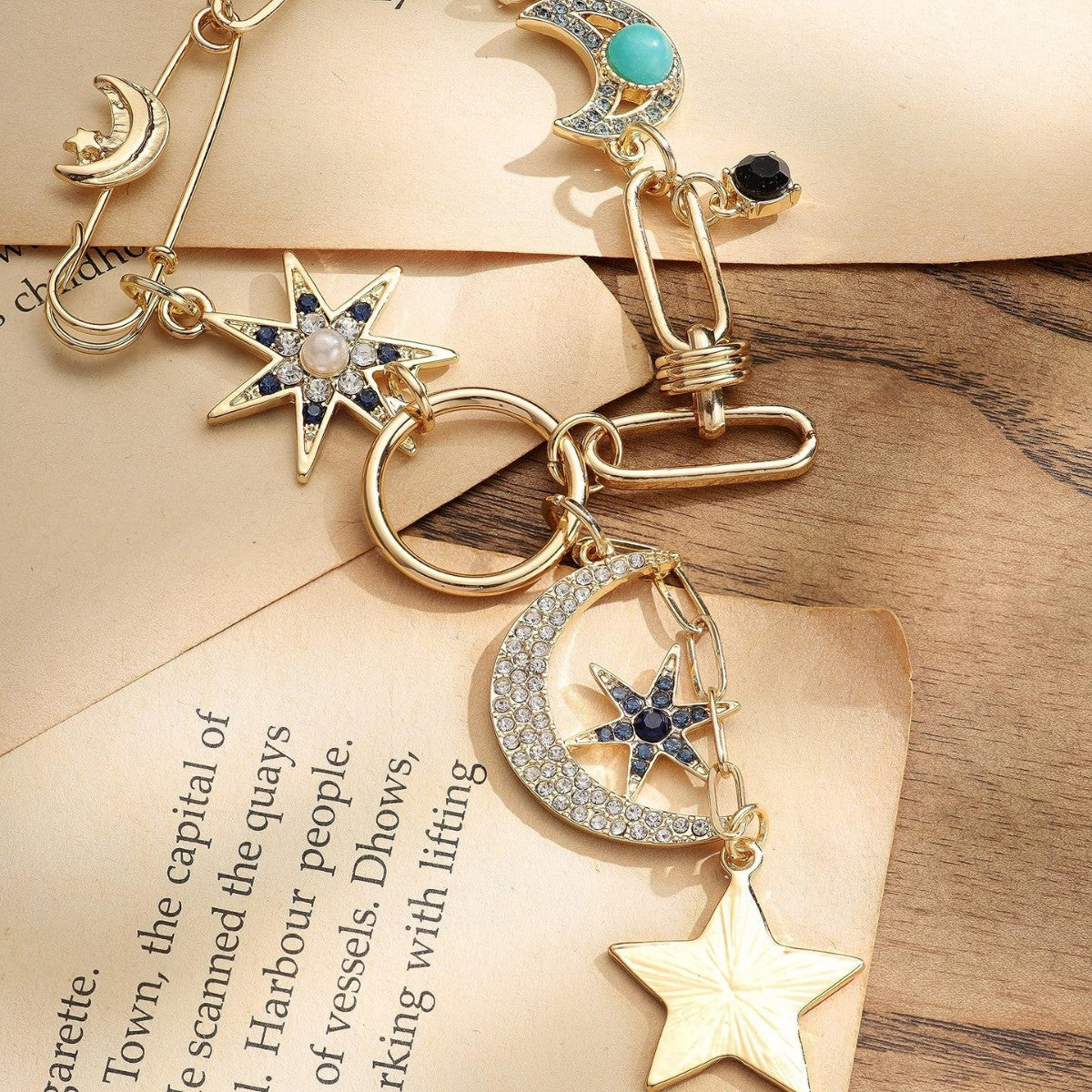 Wholesale 12pcs/pack Punk style hip-hop fashion star and moon necklace