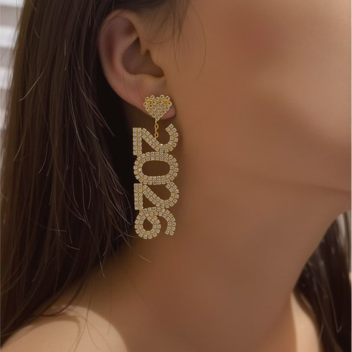 Wholesale Drill into the numbers for a heart shape in 2026 Blingbling Earrings