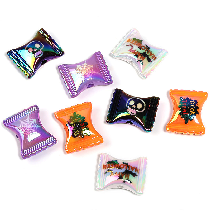 Wholesale 100pcs Halloween Bat Skull Acrylic Candy Jewelry Accessories Beads