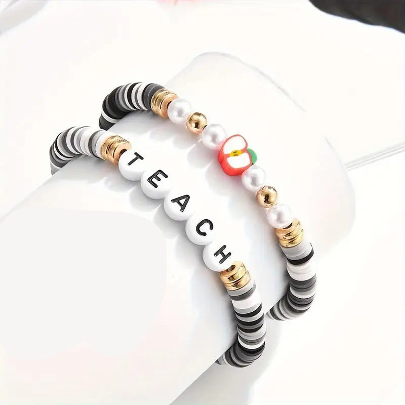 Wholesale  Teachers'  Holiday   Apple Letters Colorful Soft y Bracelet