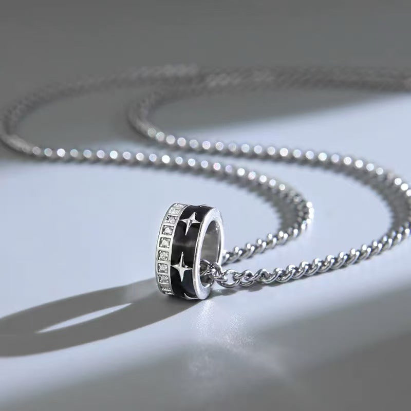 Wholesale Double-ring Necklace Men's Trendy Accessories Men's Simple All-match Stainless Steel Pendant