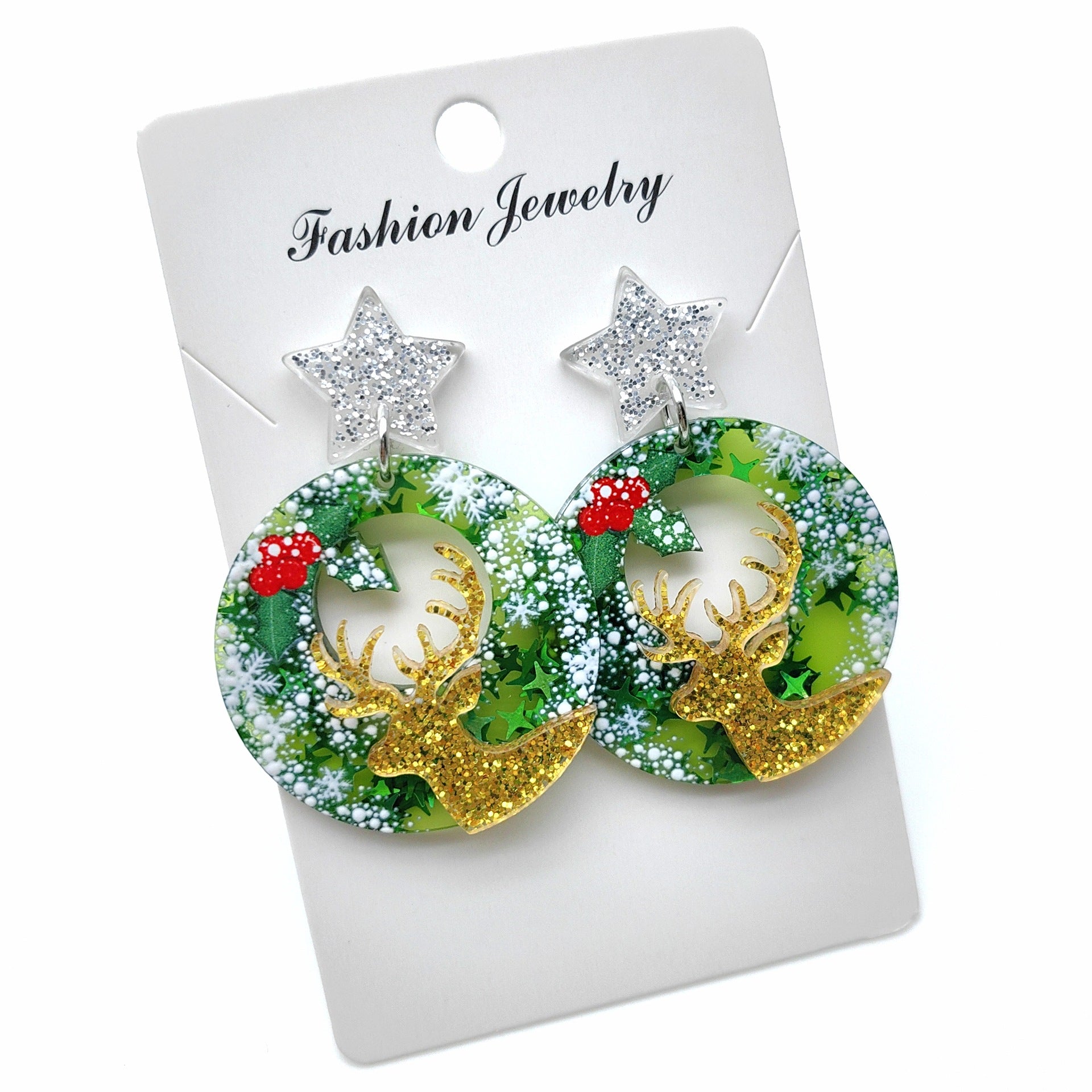 Wholesale 3pcs/pack Christmas tree bells bright color holiday party earrings