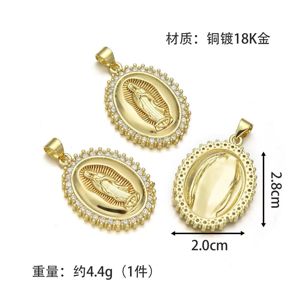 Wholesale Portrait oval pendant inlaid with zircon necklace