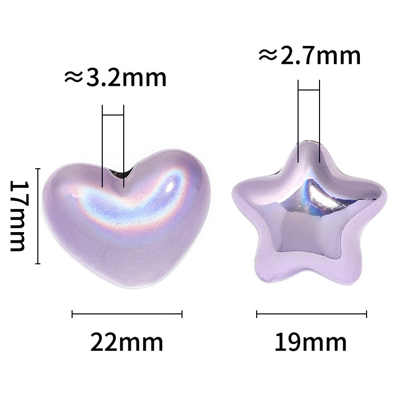 Wholesale 50pcs Electroplating Metal Color Expansion Five-pointed Star Love Acrylic Star Peach Heart Diy Beads