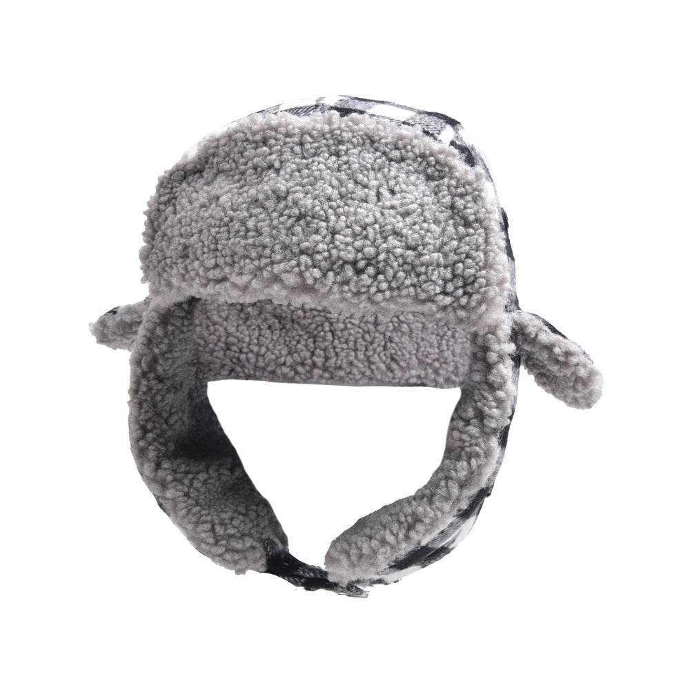 Wholesale Winter Cold and Warm Black and Red Plaid Outdoor Ear Protection Hat