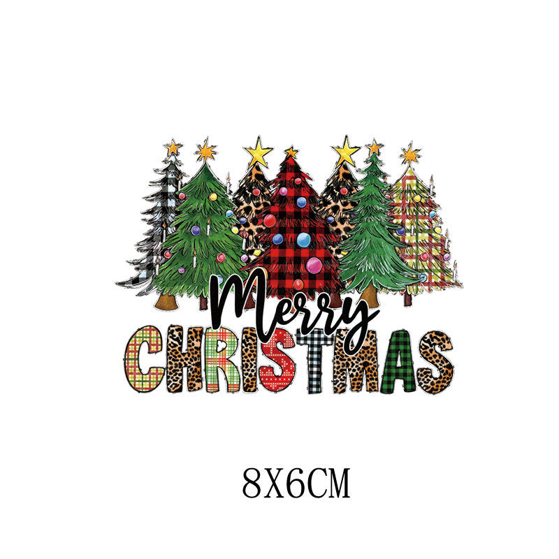 Wholesale 5pcs/pack Cartoon Car Christmas Hot Stamping Sticker UV DTF Ready to Press Transfers Wraps