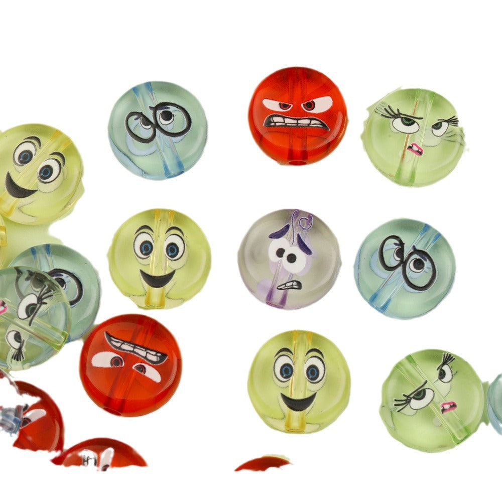 Wholesale 100PCS/PACK Acrylic Print Color Jelly Bean Expression DIY Loose Beads