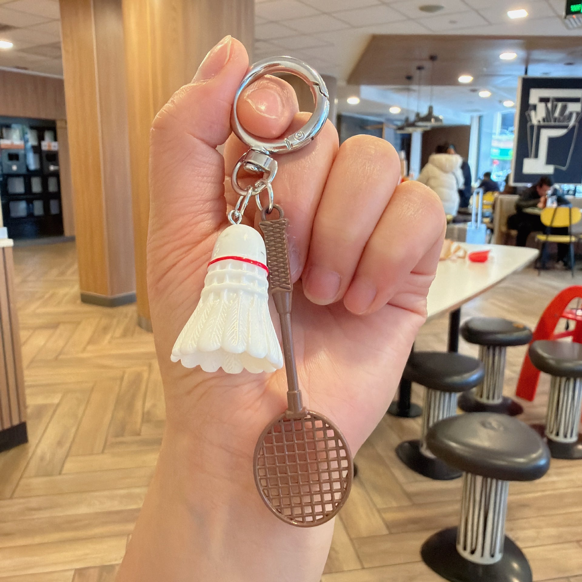 Wholesale Green Acrylic Badminton Racket Keychain Sports Fan Bag Charm Decorative Gift For Girls