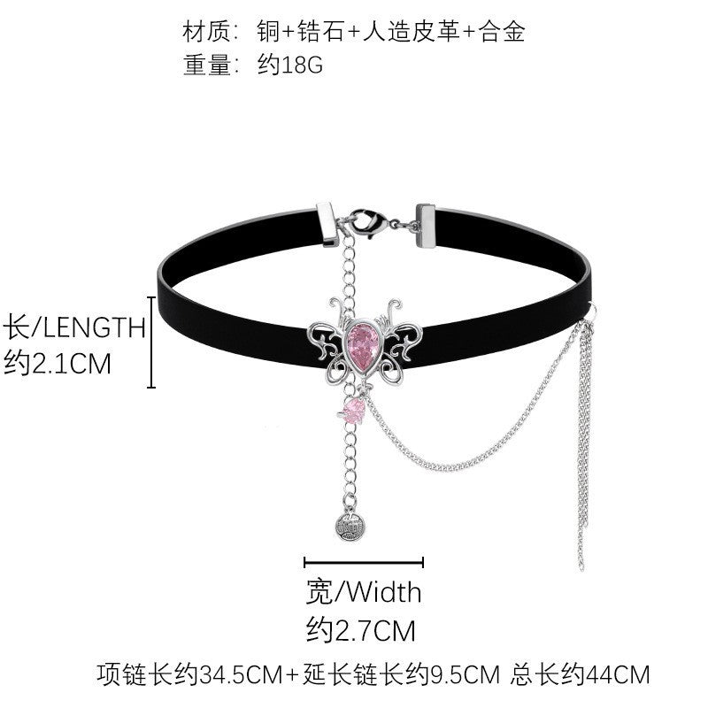 Wholesale Black Butterfly Hip Hop Hottie Personalized Pearl Necklace