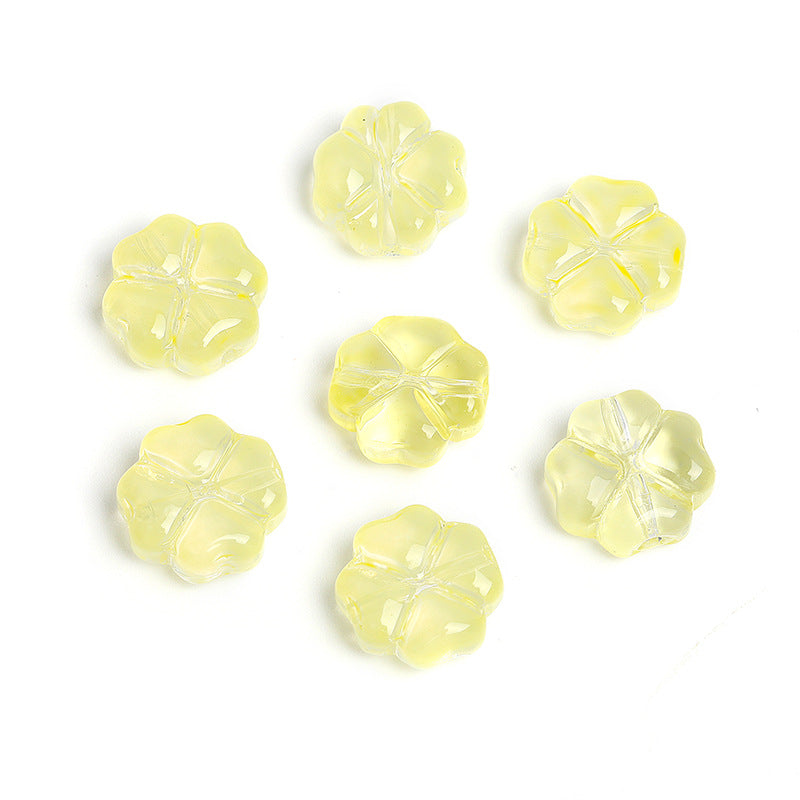 Wholesale 100pcs 10mm Crystal Glass Clover Jelly Color Straight Hole Glass DIY Beads