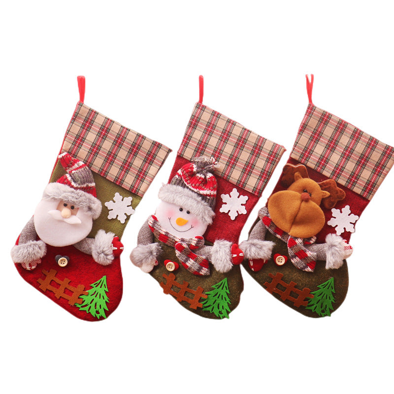 Wholesale Large Cartoon Fence Christmas Stocking Gift Bag Ornament