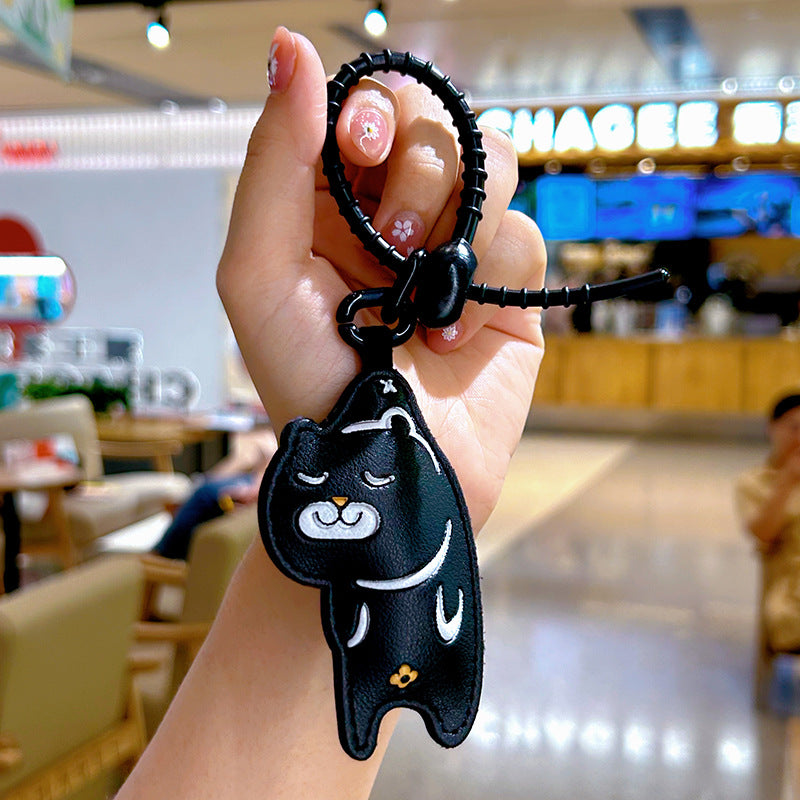 Wholesale Creative Cartoon Leather Pendants, Emoticons, Cat Keychains