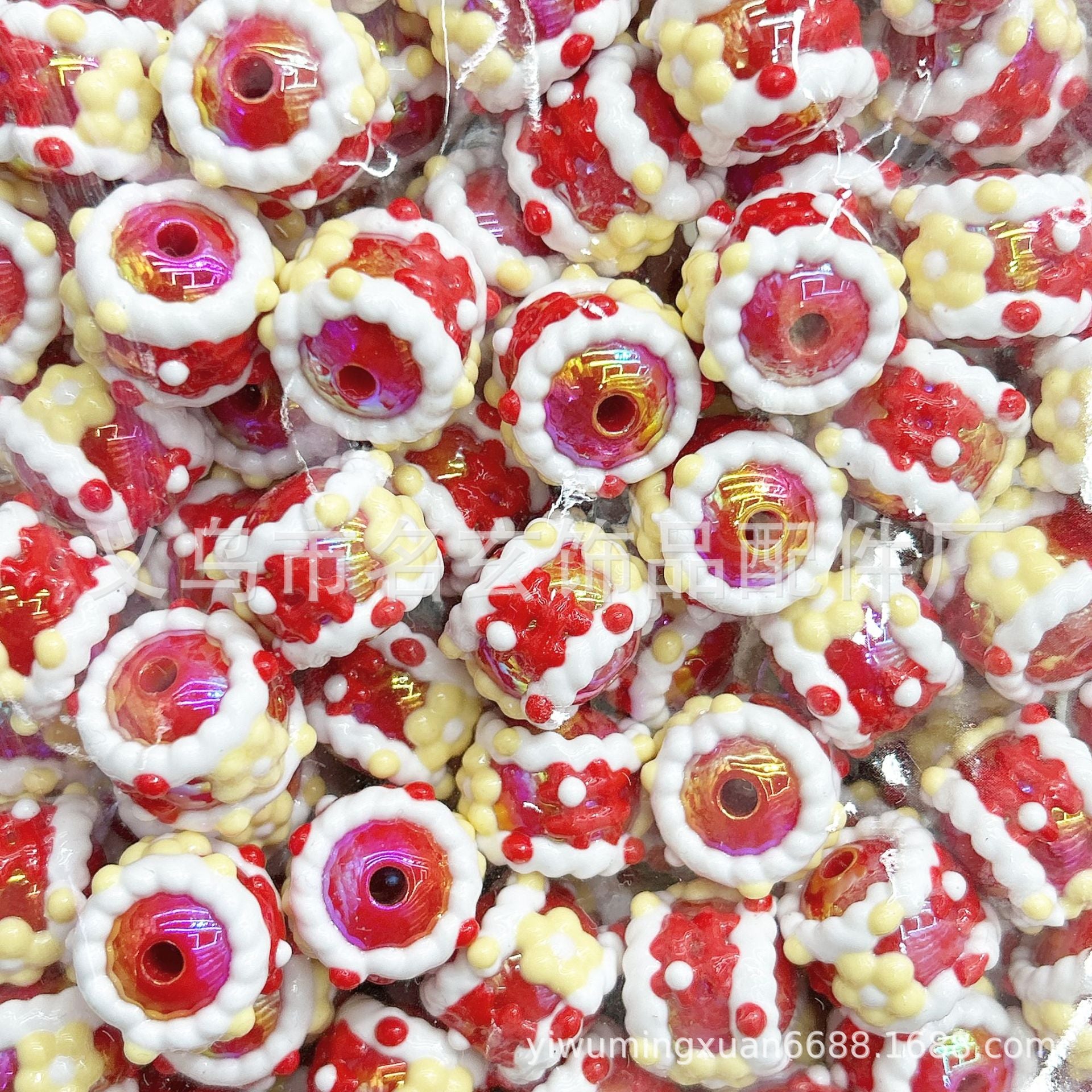 Wholesale 200pcs/pack  Acrylic two-color heavy oil hand-painted beads Acrylic Beads