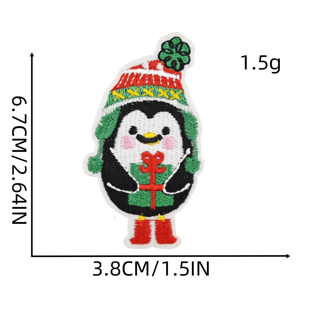 Wholesale 16Pcs Christmas Embroidered Patches Snowflake Cartoon Designs Sewing Craft Supply For Socks Decorative Gift Accessory