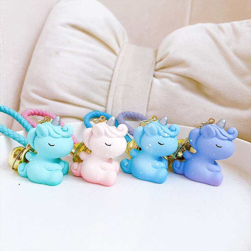 Wholesale Resin Star Snow Unicorn Keychain