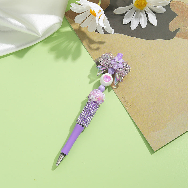 Wholesale Beaded Pens Colorful Handmade Beaded Twisting Flower Butterfly Ballpoint Pen