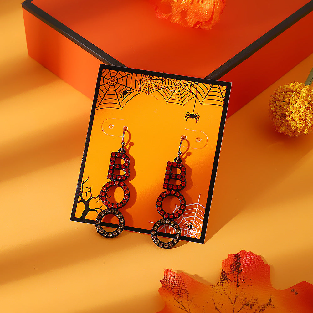 Wholesale Halloween BOO Cartoon Funny Boots Cactus Alloy Earrings