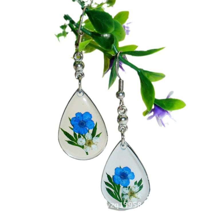 Wholesale 6pcs Fashion Exquisite Border Resin Dried Flower Earrings