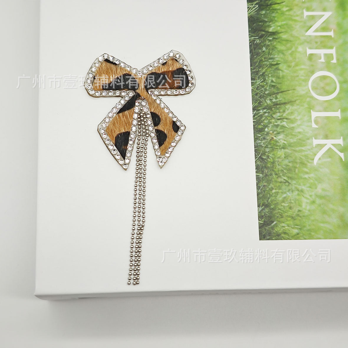 Wholesale 5pcs Leopard print butterfly flower rhinestone