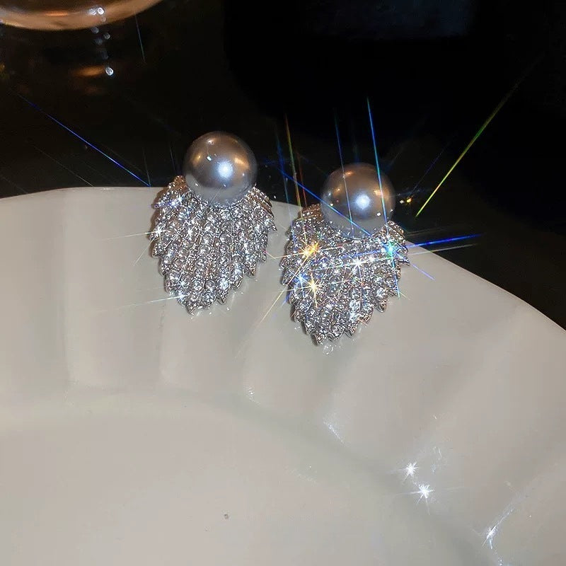 Wholesale Bridal Pearl Drop Earrings Sparkly Tassel Design Alloy Jewelry White Party Fashion Accessory For Gift Boutique Resale