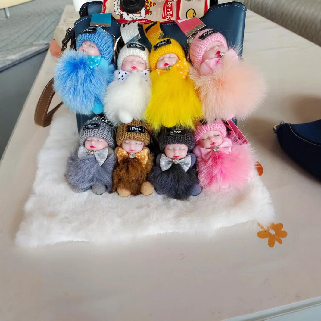 Wholesale Cute Fur Sleeping Doll Keychain