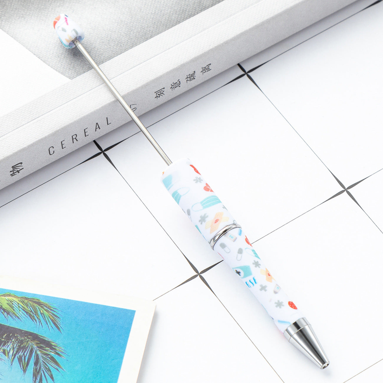 Wholesale Beadable Pen International Nurses Day Printed Plastic Pen DIY for Beaded