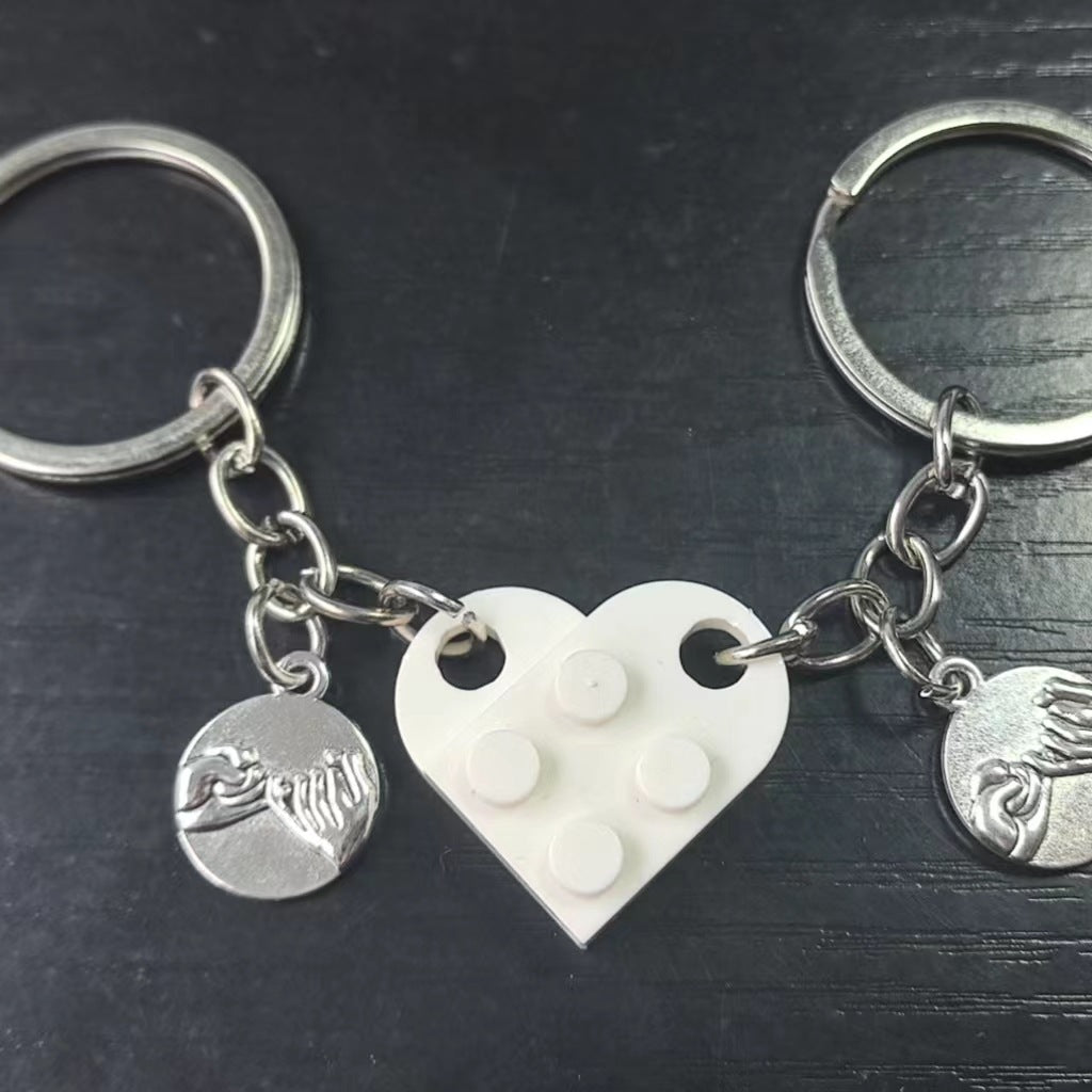 Wholesale Valentine' s Day Couple Hook Building Blocks Love Keychain
