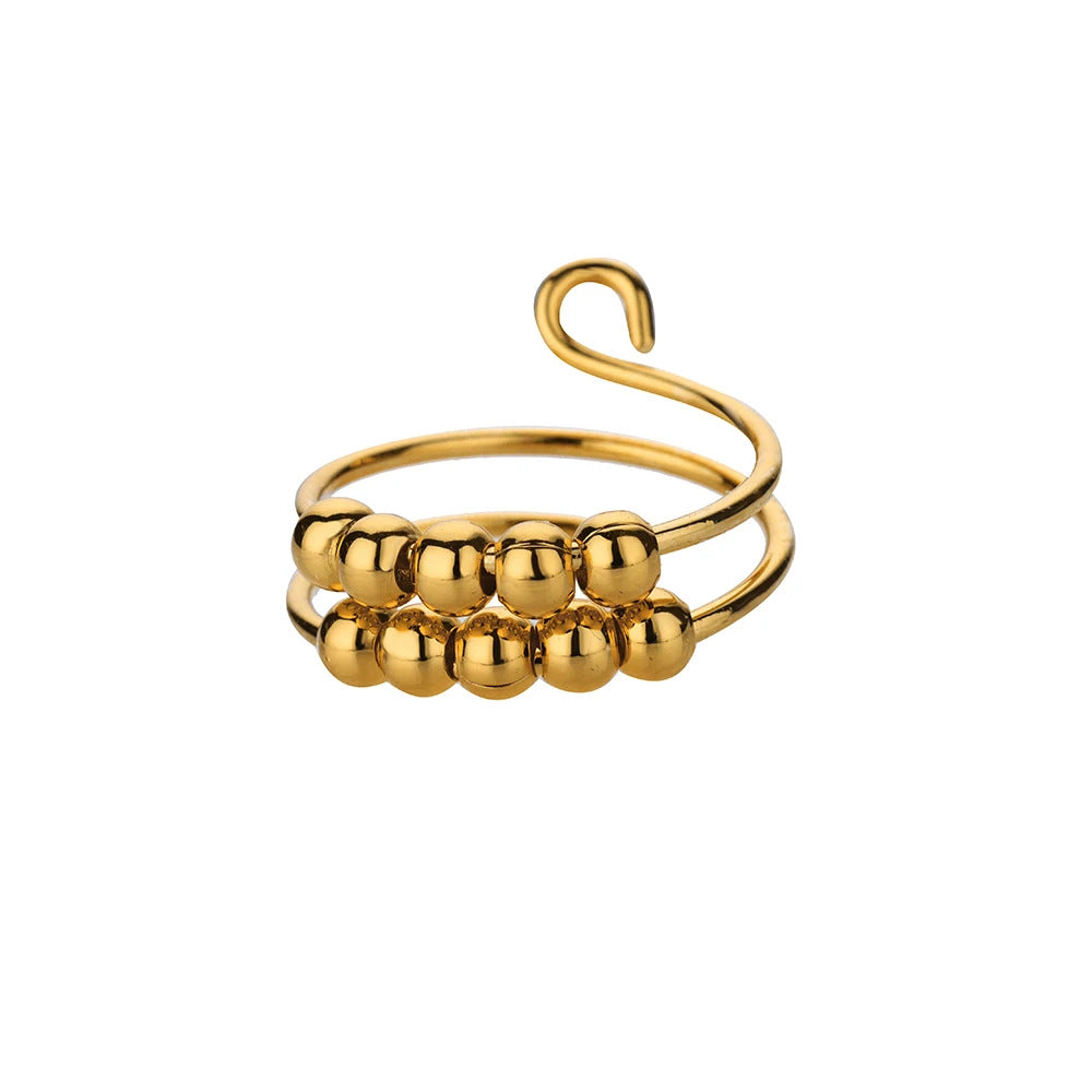 Wholesale Spiral bead rotatable open ring