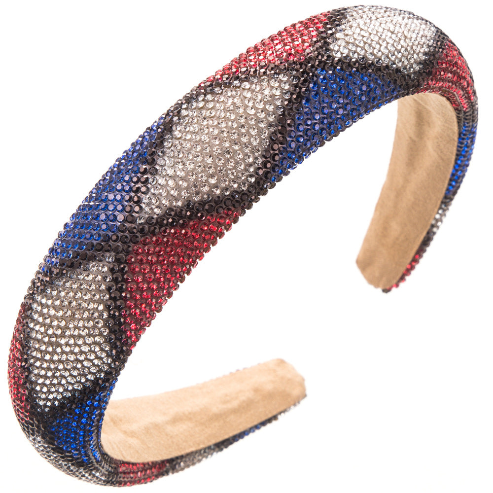 Wholesale Holiday Party Full Diamond Red White and Blue Super Flash Headband