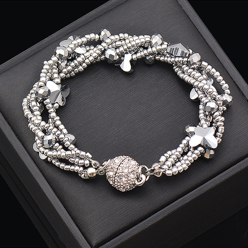 Wholesale Magnet Rhinestone Butterfly Crystal Beads Necklace Bracelet Set