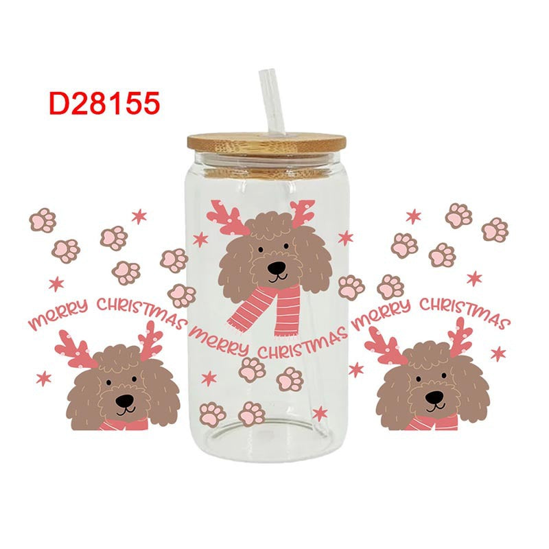 Wholesale Christmas Bow Santa Claus Series 16oz Cup UV DTF Wraps