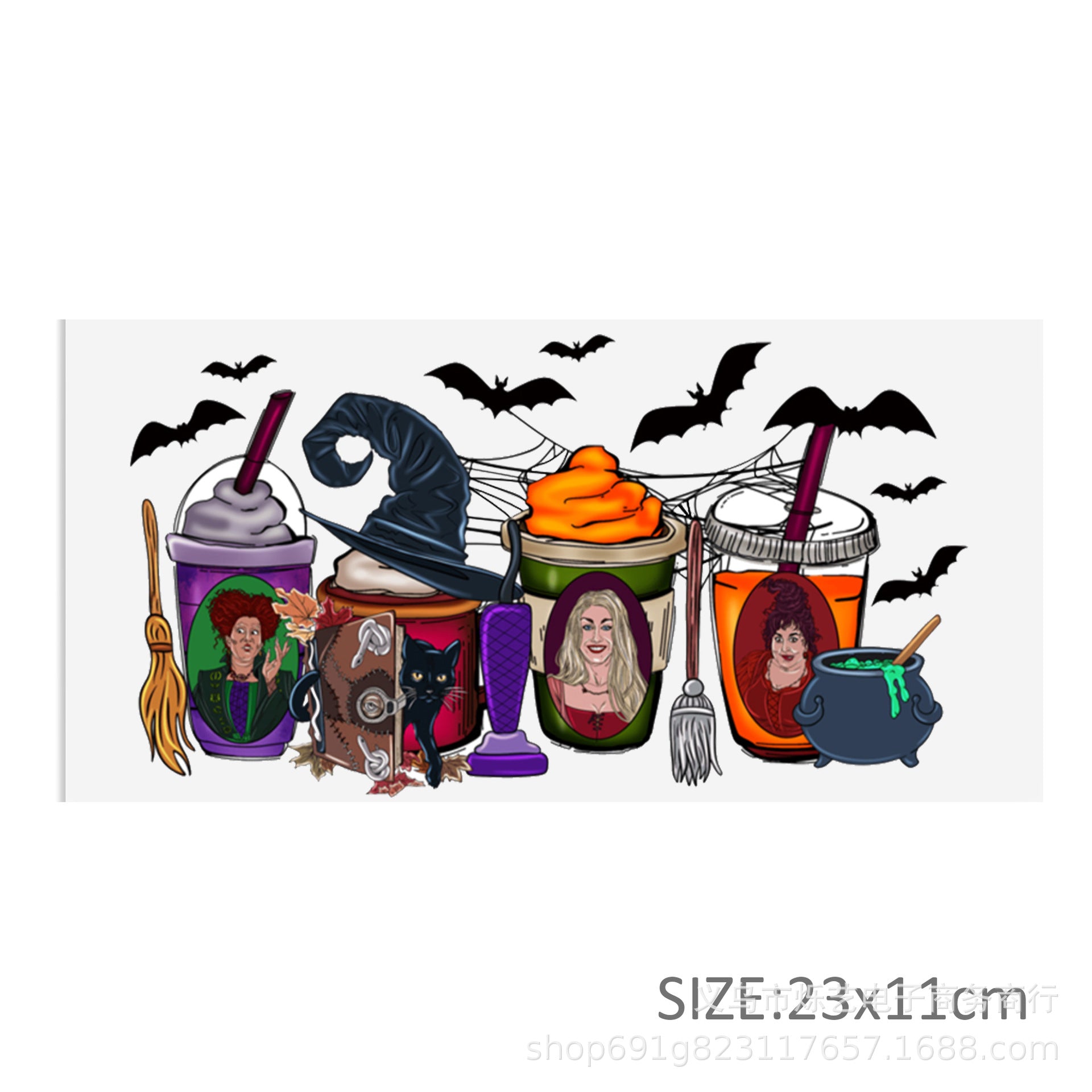 Wholesale Witch cartoon characters 16oz Cup UV DTF Wraps