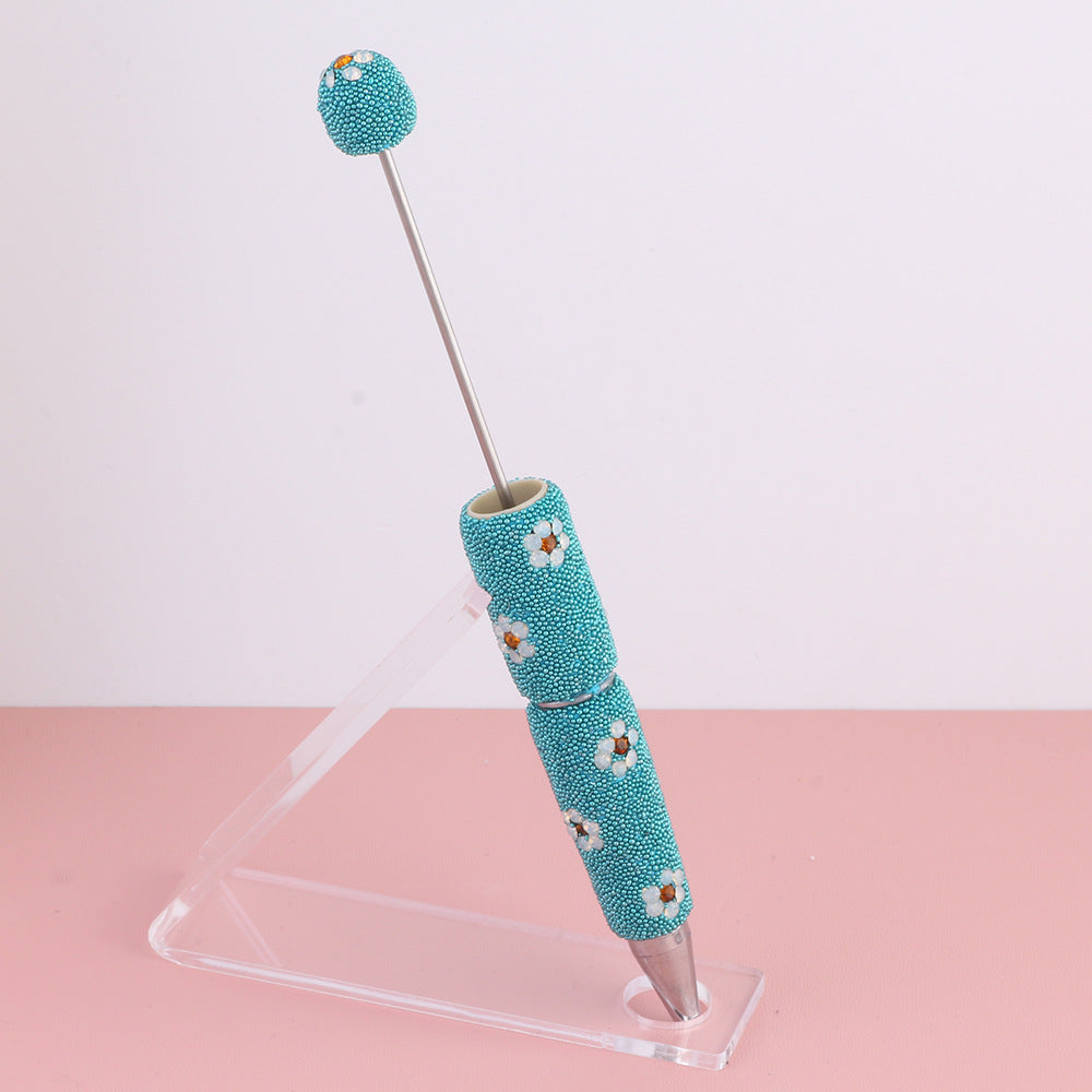 Wholesale  new creative diy beads daisy beaded pen multicolor ballpoint pen color cute cartoon pearl pen