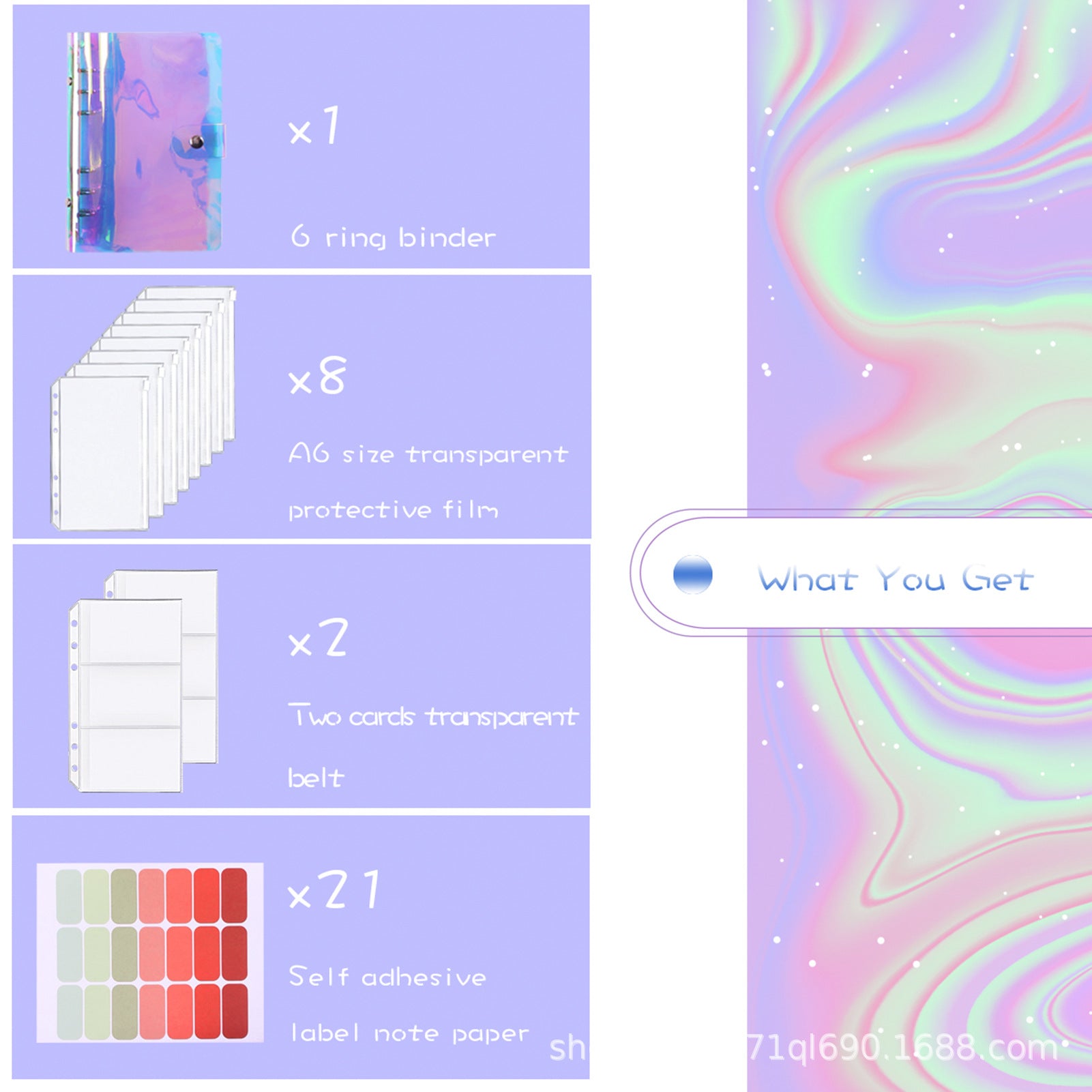 Wholesale PU A6 Loose Leaf Clip Zipper Bag Transparent Creative Loose Leaf Notebook