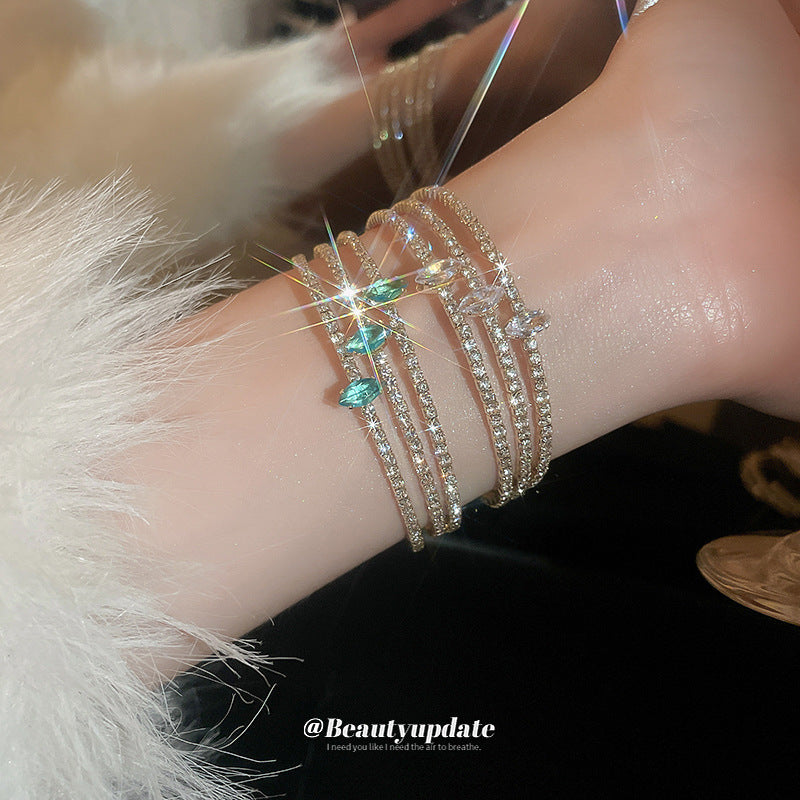 Wholesale Zircon Diamond Inlaid Irregular Multi-layer Metal Bracelets