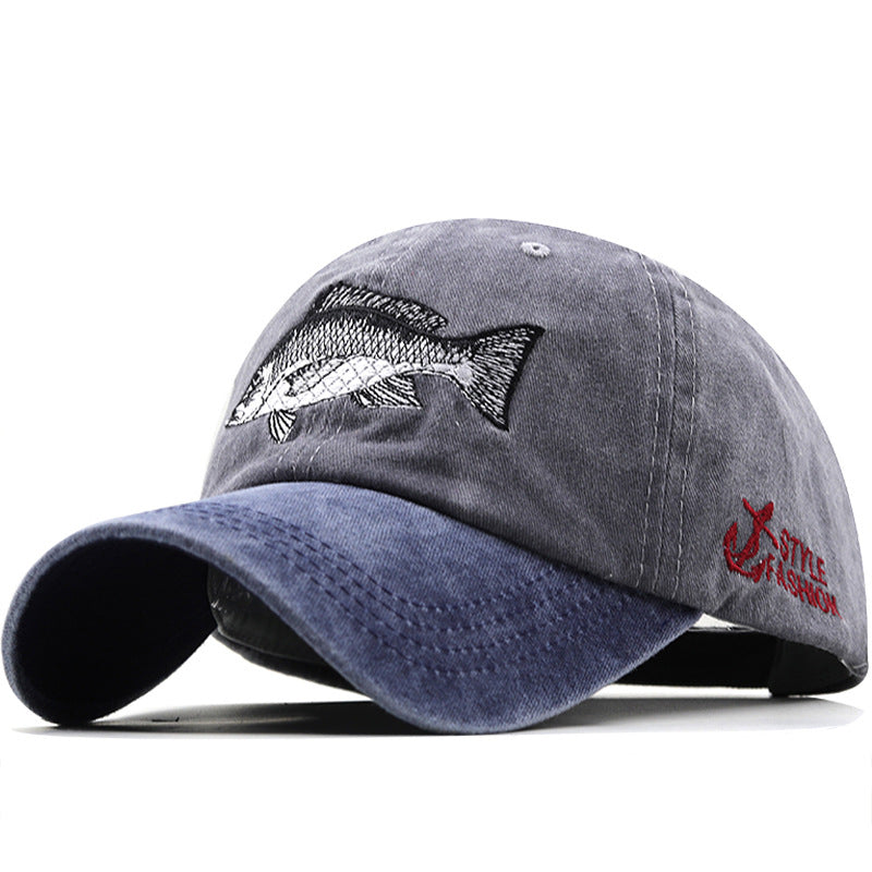 Wholesale Washed Coated Pure Cotton Used Hat Embroidered Shark Baseball Cap