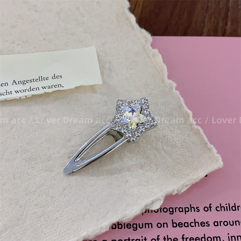 Wholesale Pink Rhinestone Pentagram Mixed Material Hair Clips