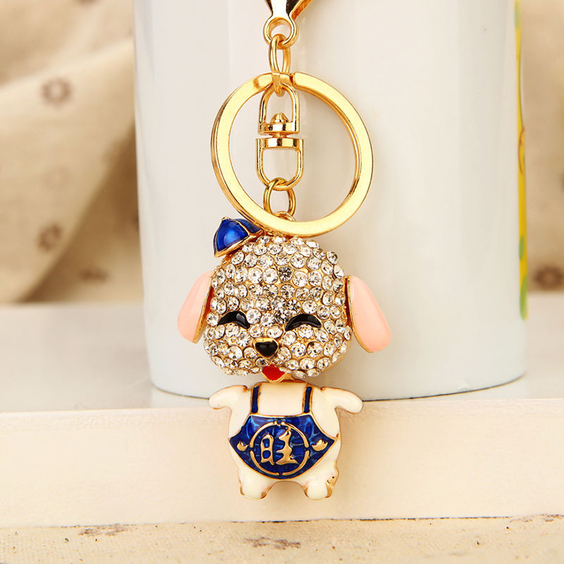 Wholesale Stylish Rhinestone Bear Keychain Car Key Accessory Bag Charm Champagne Zinc Alloy Wedding Gift For Resale