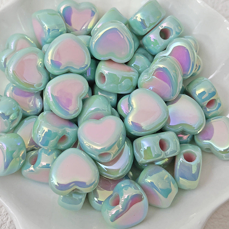 Wholesale Love Beads Two-color UV Plated Loose Beads