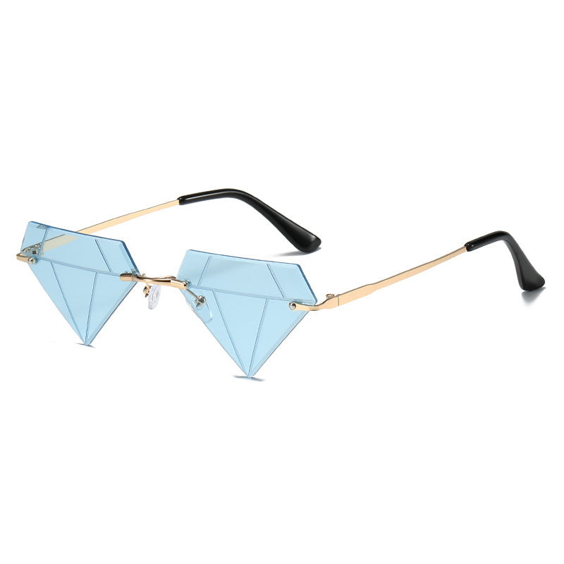 Wholesale Rimless Diamond Shape Hip Hop Sunglasses