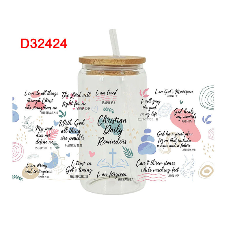 Wholesale Colorful English sentences 16oz Cup UV DTF Wraps