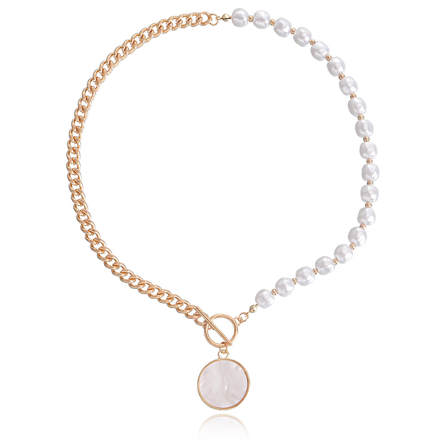 Wholesale Pearl Splicing Chain Imitation Fritillaria Pendant Alloy Necklace